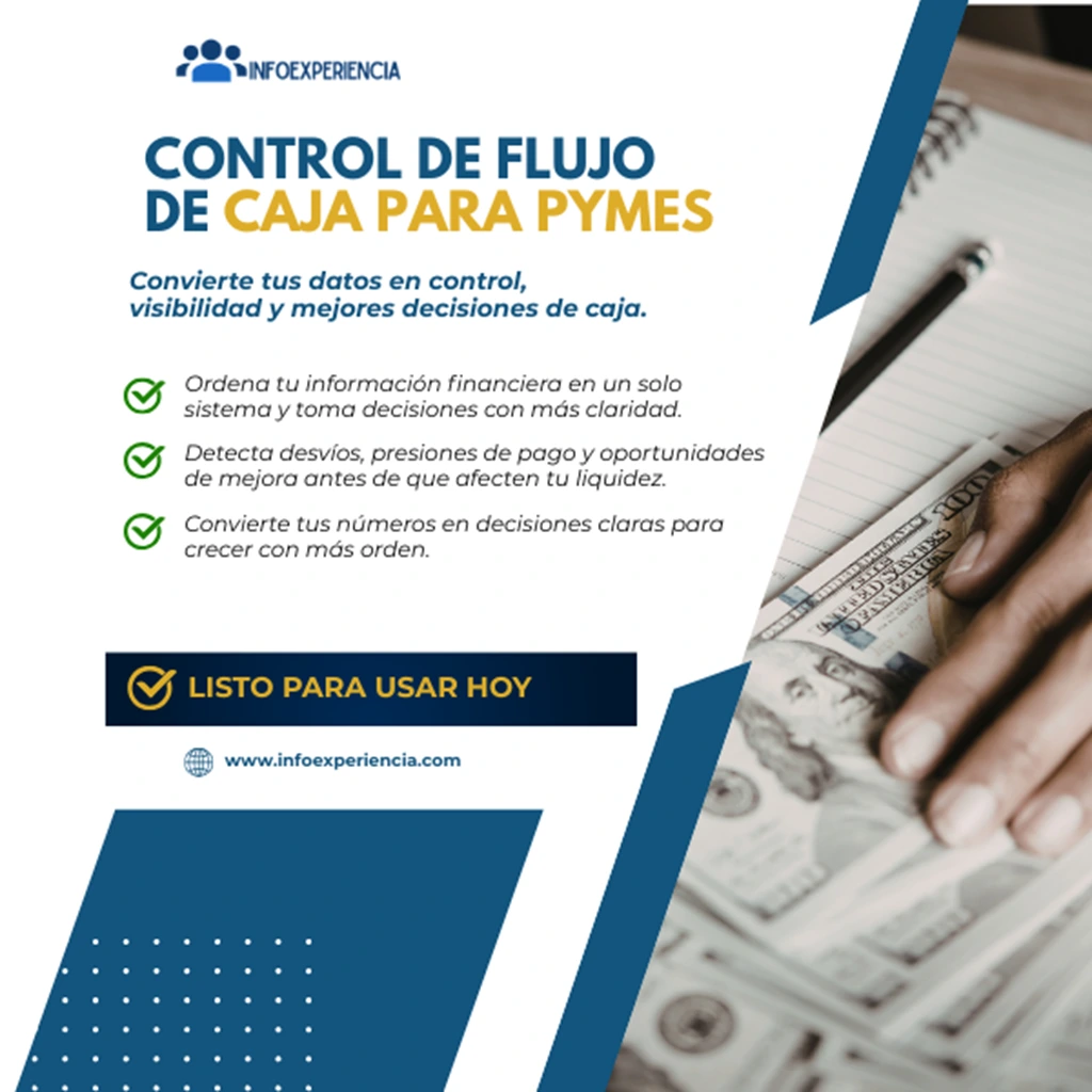 Portada de sistema de control de flujo de caja para pymes con beneficios de control, visibilidad y decisiones financieras