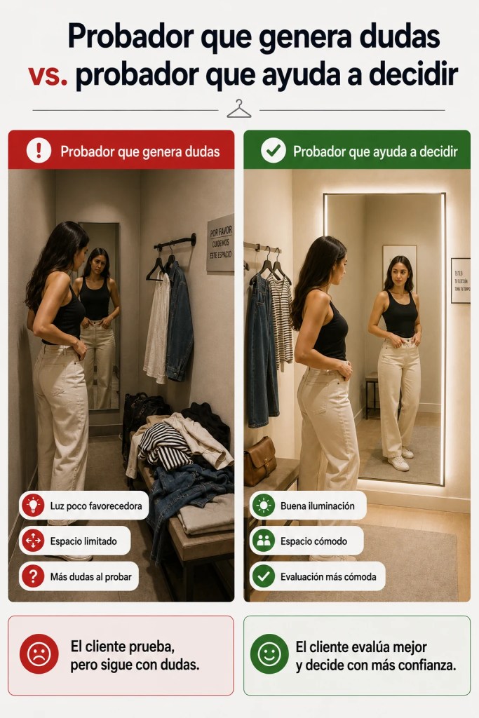 Comparación entre un probador que genera dudas y otro que ayuda al cliente a decidir